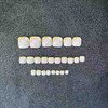 Carufin Pack of 24 Square Flowers False Nails Glitter Shiny