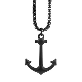 Akitsune Portus Pendant with 70 cm Chain | Necklace Port Anchor Nautical Maritime Women Men Stainless Steel, Stainless Steel