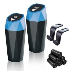 YIOVVOM Car Trash Can with Lid, Mini Essential Car Accessories for Interior, Leakproof Car Garbage Can with 90 Attached Trash Bags and 2 Hooks, Multipurpose Car Organizers and Storage for Car