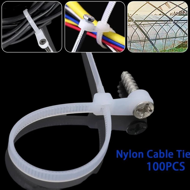 100 Pzas Cincho Con Orificio Para Tornillo Bridas Correas Nylon