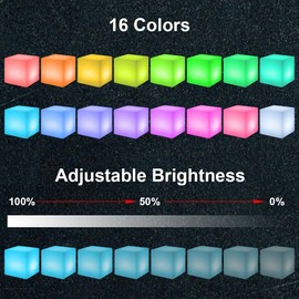 YATOSEEN Würfellampe, Tragbares Nachtlicht, Wiederaufladbare USB-Tischlampe, IP68 Wasserdicht Dimmbar RGB 16 Farben LED Zeitgesteuerte Stimmungslicht mit Fernbedienung für Schlafzimmer, Camping