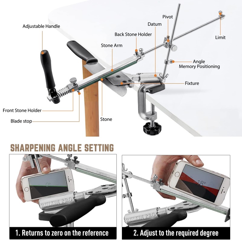 RUIXIN PRO RX-008 Professional Knife Sharpener with 7 Whetstones, 360°
