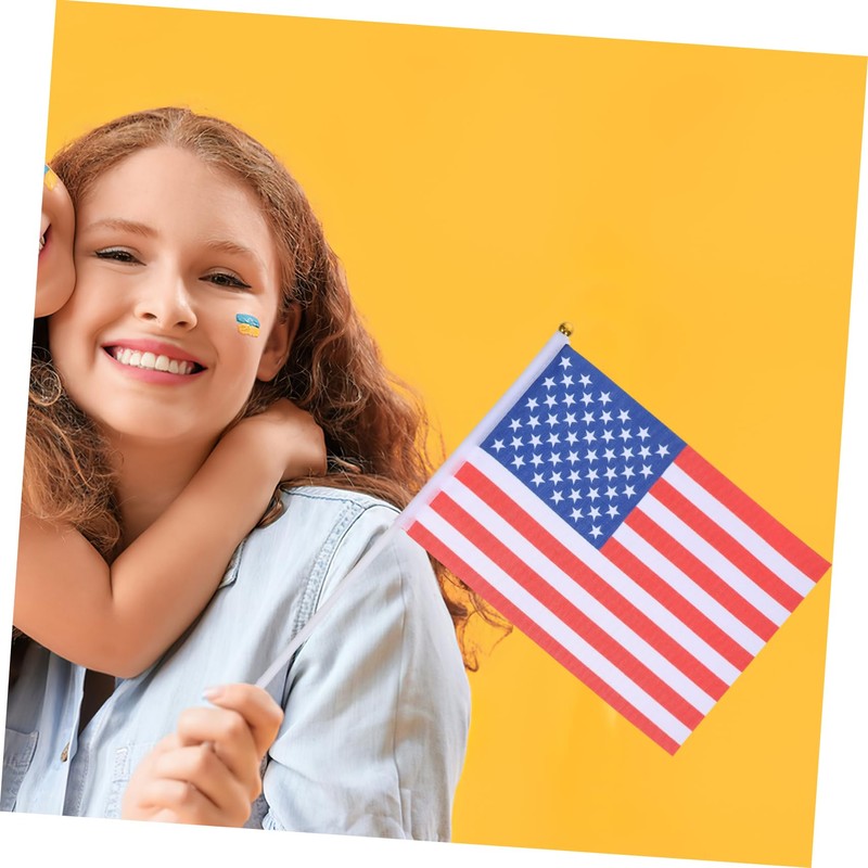 Levemolo Pack American Flags Hand Held Stick Flags Polyester USA