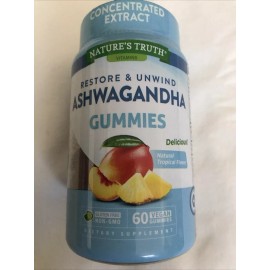 Natures Truth Ashwagandha Gummies~60ct Tropical Flavor, Vegan~Non-GMO Exp.01/26