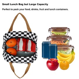 Bolsa de almuerzo a cuadros para mujeres y niñas, reutilizable, aislada, para pícnic, para adultos, niños, trabajo, escuela, senderismo, playa