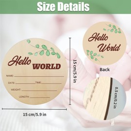 Baby Announcement Sign, KAMHBE Wooden Birth Announcement Sign 5.9 Inch Round Newborn Welcome Sign for Boy Girl Photo Prop