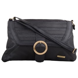 Valita Womens Genuine Leather Medium Cross Body Shoulder Bag - Black