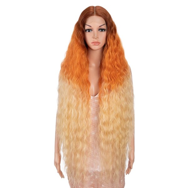 Style Icon 41" Ombre Orange Yellow Lace Front Wigs Long