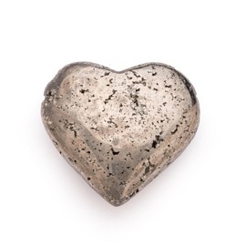 Pyrite Heart Stone Pocket Puffy Palm Heart Hand Carved Worry Gold Stone Rock Reiki Crystal Carving Used for Increased Willpower and Manifestation