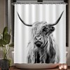 Ulticool Shower Curtain - Scottish Highlander Black White - 180
