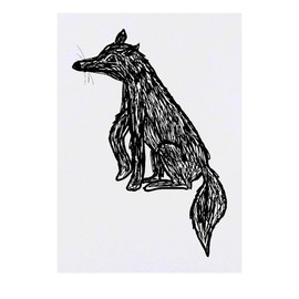 Large 'Line Drawing Of A Fox' Temporary Tattoo (TO00073073)
