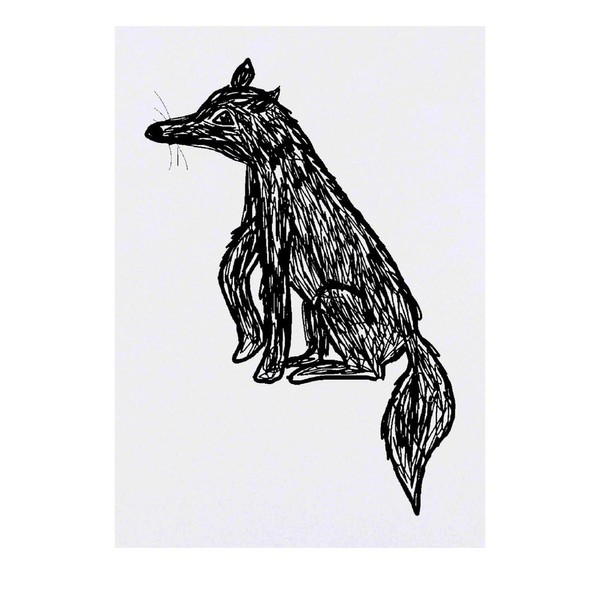 Large 'Line Drawing Of A Fox' Temporary Tattoo (TO00073073)