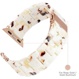 Pleixiu Compatible With iWatch Bands for Women Men 38/40/41/(42mm-Series 10),Lightweight Resin iWatch Bands For iWatch band Ultra 2 1 Series 10 9 SE 8 7 6 5 4 3 2 1 Women-Nougat White for Rose Gold