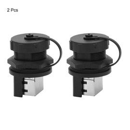 RJ45 Panel Socket, Pack of 2 RJ45-180° RJ45 Connector Outdoor Waterproof Dust Cat5/6 8-Pin 8 Wire Connector Cable Assembly RJ45 Adapter IP67