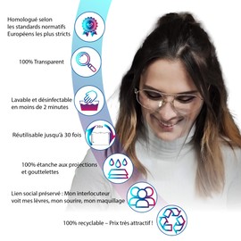 SIM ON ET CIE - Transparent Certified and Reusable Mask - Made in France - Pack of 10