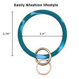 Mwfus Bangle Key Ring Chain Bracelet, Round Silicone Wristlet Keychain Holder for Women Girls (Blue Navy)