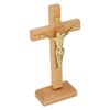 Crucifix Table Cross Hand Crafted Light Brown Durable Beech Metal