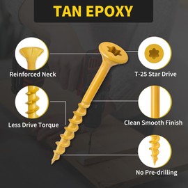 Wood Screws 1-1/2 Inch, FIXLINK Deck Screws #8 x 1-1/2", 310 PCS, Epoxy Coated, T25 Star Bit Above 1500 Hour Salt Spray Coating Outdoor Decking Screws Excellent Rust Resistant for Outdoor Wood Fence