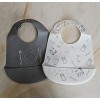 LILA & JACK 2 PK Gray/White Fork Spoon Silicone Bib