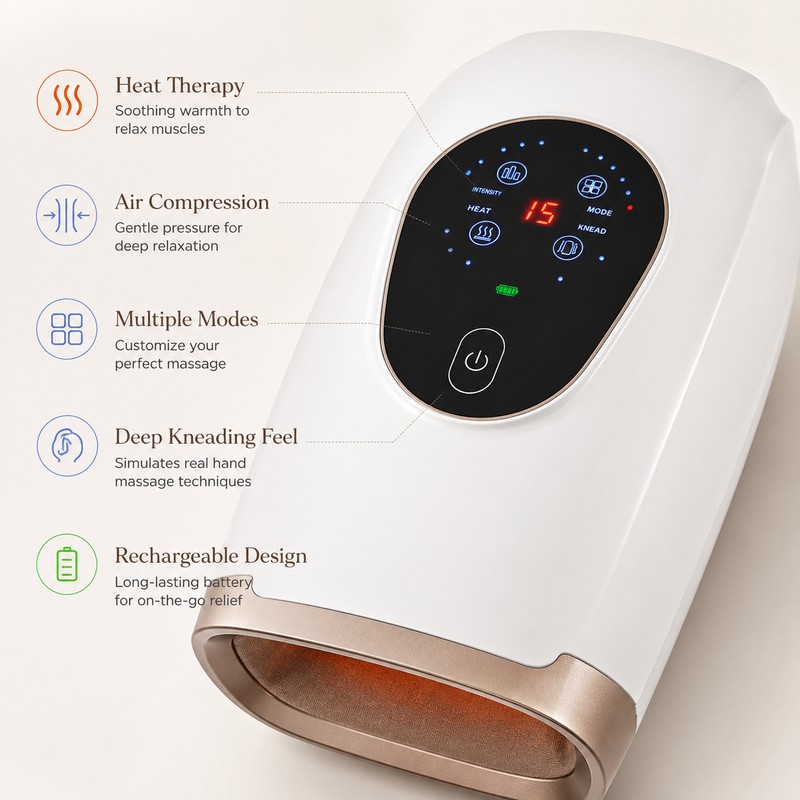 Portable Hand Massager for Office Relaxation – Heated Air Compression
