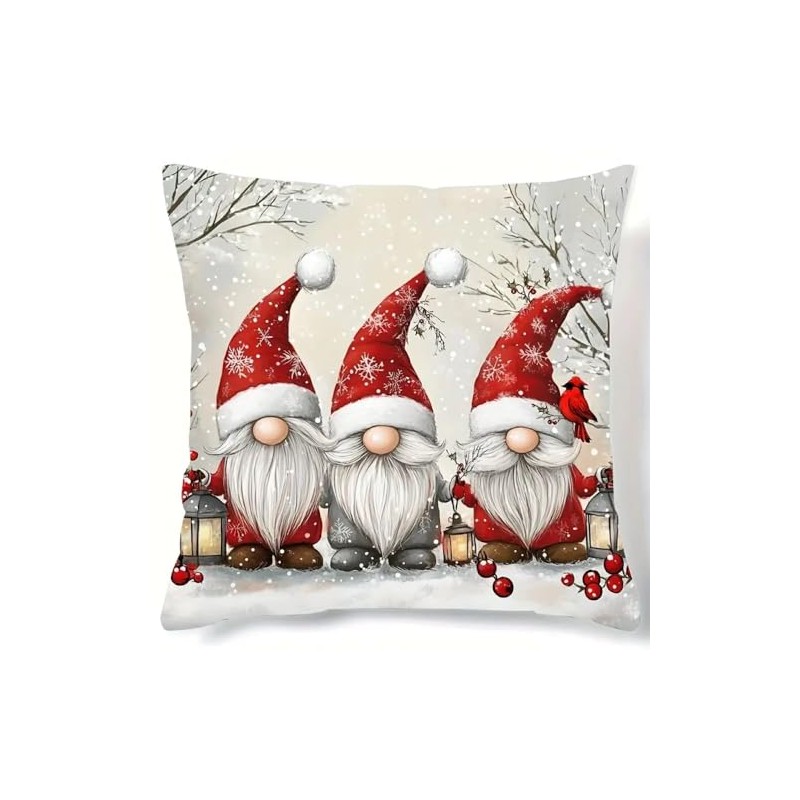 Christmas Gnome Decorative Throw Pillow Cover, 45 x 45 cm,