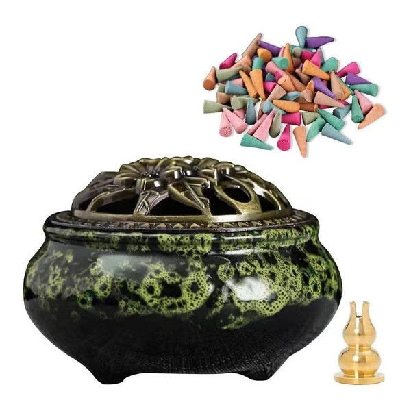 Ceramic Incense Burner， Cone Incense Holder, Ceramic Censer Suitable For
