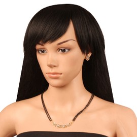 Sunsoul By Touchstone Traditional Indian Bollywood Studded Diamond Look Black Beads Symbolic Designer Jewelry Mangalsutra Set In Gold Tone For Women.