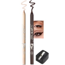 Erinde Eyeliner Pencil Waterproof, Long-Lasting Matte Eye Liner Set with Sharpener, Soft Smooth Smudge-Proof Eyeliner Pencil, Natural Stay Eye Pencil, Precise Hight Pigment Liner Eye Makeup #3+#6