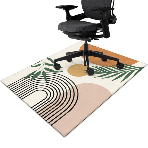 Office Chair Mat for Hardwood & Tile Floor 36"x48",Orange Boho