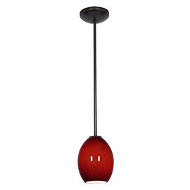 Brandy FireBird - E26 LED Rod Pendant - Oil Rubbed Bronze Finish - Red Sky Glass Shade