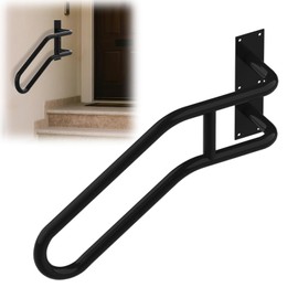 Right Side Wall Mounted handrail, Garge Door Stair Railing for 1-3 Steps(Polished Black, Right Side, 230LBs Loading)