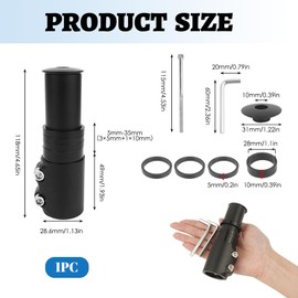Bike Stem Riser Extender MTB Handlebar Stem Adapter Bicycle Fork Stem Extender Handlebar Raiser Adapter with Hex Key for 1-1/8" 28.6mm Fork Aluminum for Bicycle Cycling Mountain Road Bike MTB (Black)