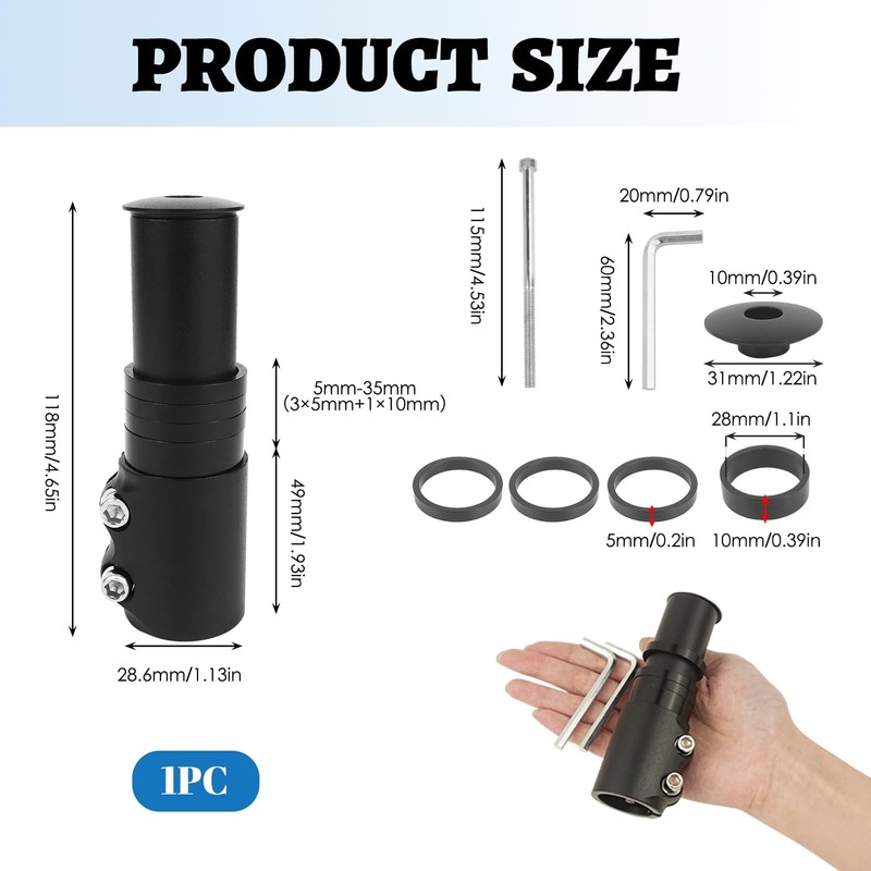 Bike Stem Riser Extender MTB Handlebar Stem Adapter Bicycle Fork