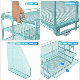 gianotter Organizador de papel de 4 niveles con soporte para revistas, organizadores de escritorio y accesorios, accesorios de escritorio azules,...  