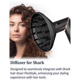 Diffuser Attachment for Shark FlexStyle Hair Dryer, Enhance Natural Curls Accessories for Flex Style Blow Dryer Styler, Styling Tool for Wavy, Curly, Coily Hair, Black