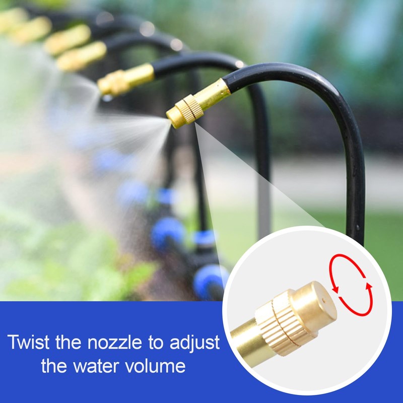15 Pcs Brass Misting Nozzles Tee with 8inch Built in