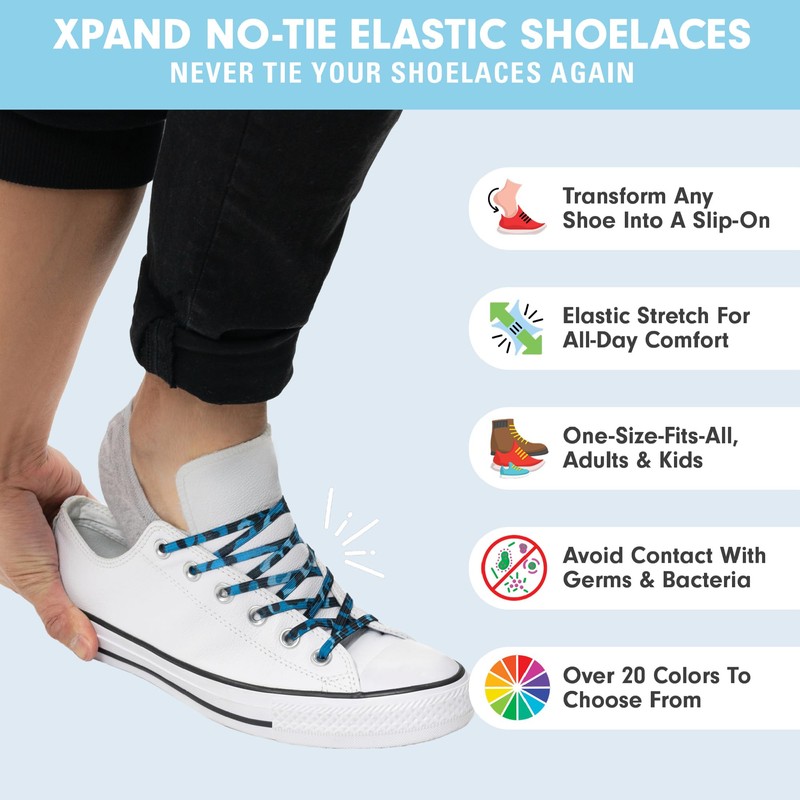 [Xpand] メンズ ノータイ シューレースシステム 靴ひも 伸縮ひも - フリーサイズ 大人 子ども靴用