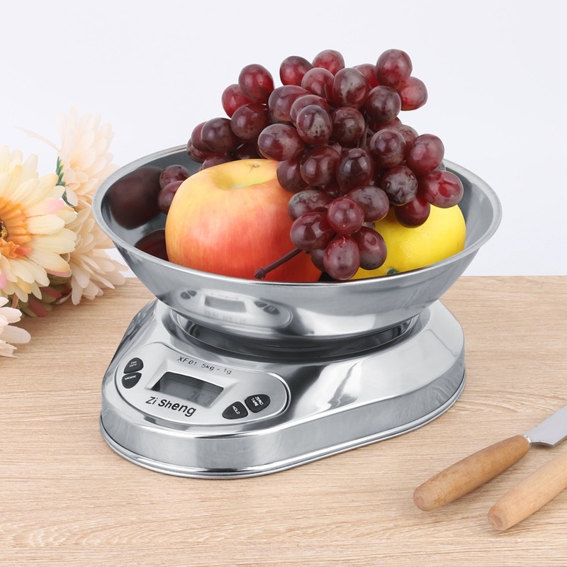 5kg/1g Portable Electronic Digital Kitchen Scale Stainless Steel Cooking Food