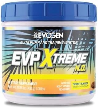 Evogen EVP-3D  Pre-entrenador, nitrato de arginina, citrulina, beta-alanina, libre de estimulante  40 servicos (TROPIC THUNDER)