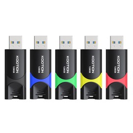 128 GB USB 3.0 Stick 5-Pack, KOOTION USB Memory Flash Drive USB 3.0 Stick 128 GB Thumb Drive USB Drive with LED Indicator for Data Storage Jump Drive (5Pack Mixcolor)