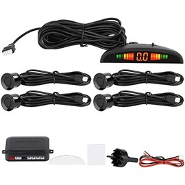 4 Sensores de Estacionamiento Zumbador Coche Marcha Atrás Respaldo Trasero LED Sonido Alarma Universal Conmutable Frontal o