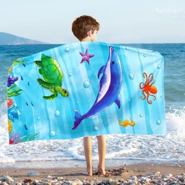 LYBH-HJY Toalla De Playa Ocean para Niños,Toalla De Microfibra,Toalla De Playa Fina Superabsorbente Y De Secado Rápido,Regalo Perfecto para Viajes,Camping,Vacaciones