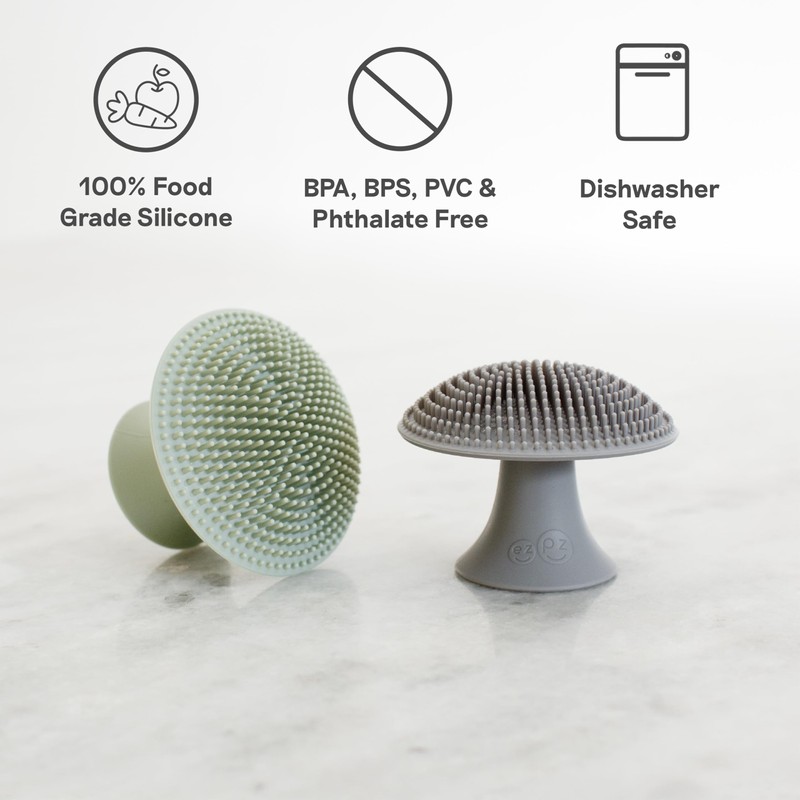 ezpz Mushroom Sponge (Gray) - Odor-Resistant Kitchen Sponge with Soft