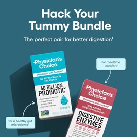 Physician's CHOICE Paquete avanzado para la salud intestinal: 60 mil millones de probióticos (30 unidades) + 60 enzimas digestivas (60 unidades) para la salud digestiva, intestinal e inmunitaria. Favo