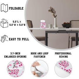 OHEGBXE Cherry Blossom Flowers Tissue Box Cover Square, Tissue Box Holder Leather Facial Paper Case Decorative Organizer Holder Dispenser Home Office Car Decor