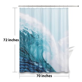 Beda Home Ocean Theme Shower Curtain, Huge Wave in Summer Digital Printed Shower Curtain.70Wx72L Inches Waterproof Cloth Fabric Machine Washable, Suit for Bathroom Bathtub Decoration(Wave)