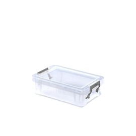 Whitefurze Allstore Container with Silver Clamp, Plastic, Natural, 0.8 Litre