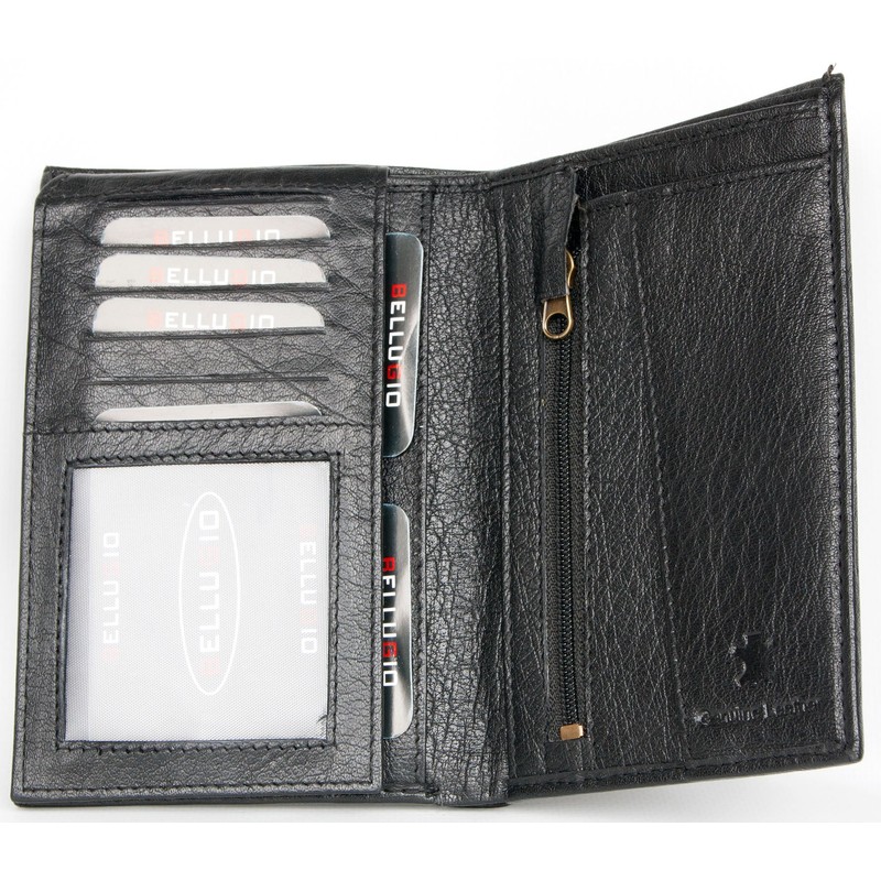 Genuine leather passport holder Bellugio also for other documents, black,