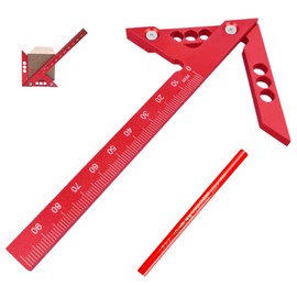 Centring Angle Centre Finder Speed Marker 10 cm for Measuring and Marking Tools for Woodworking with 1 Carpenter's Pencil (Red)
