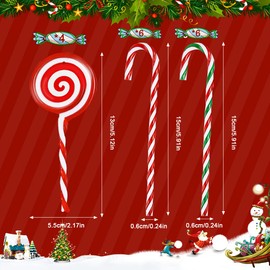 KBNIAN 16PCS Christmas Lollipop Ornament, 3 Styles Xmas Tree Candy Cane Ornament White and Red Christmas Decorations Lollipop Hanging Candy Canes Ornaments with Golden Thread for Christmas Tree Decor